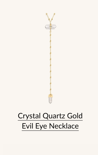 Crystal Quartz Gold Evil Eye Necklace