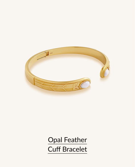 Opal Feather Cuff Bracelet