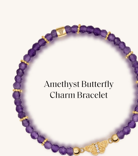 Amethyst Butterfly Charm Bracelet