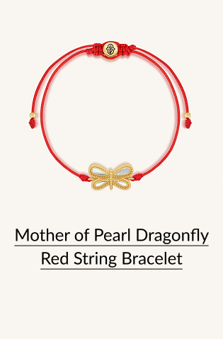 Mother of Pearl Dragonfly Red String Bracelet
