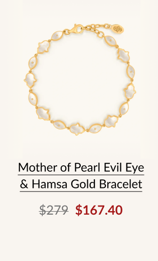 Mother of Pearl Evil Eye & Hamsa Gold Bracelet