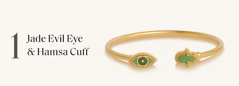 Jade Evil Eye & Hamsa Cuff