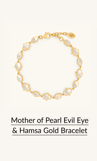 Mother of Pearl Evil Eye & Hamsa Gold Bracelet