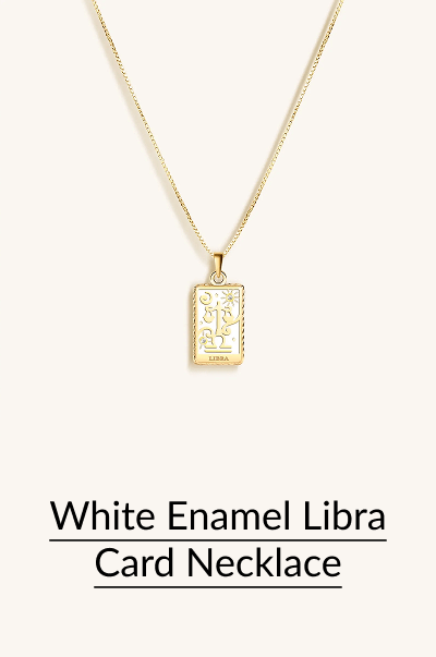 White Enamel Libra Card Necklace