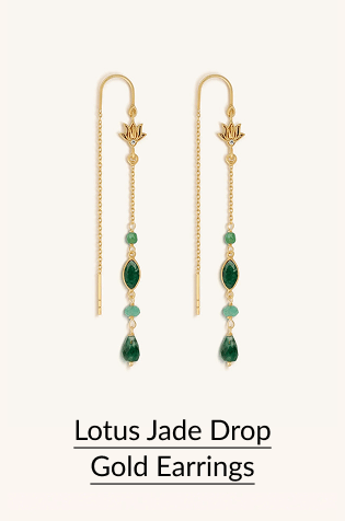 Lotus Jade Drop Gold Earrings