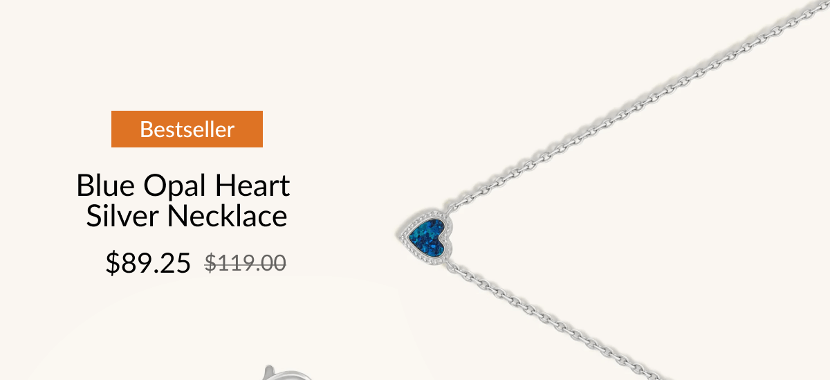 Blue Opal Heart Silver Necklace $89.25