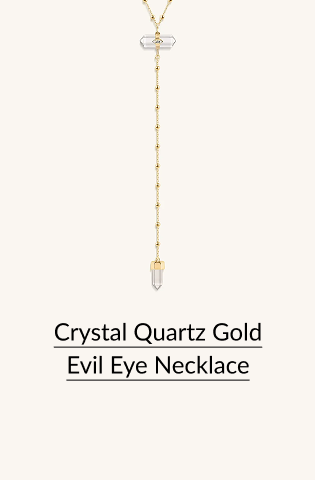Crystal Quartz Gold Evil Eye Necklace