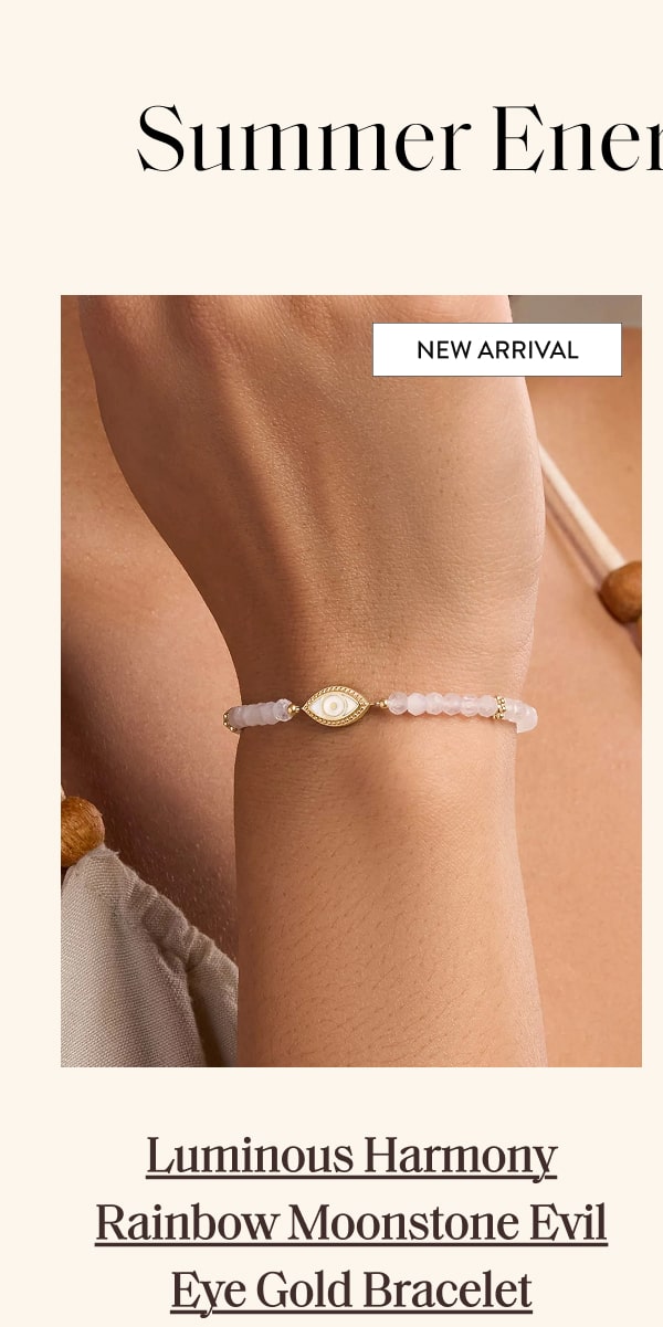 Luminous Harmony Rainbow Moonstone Evil Eye Gold Bracelet