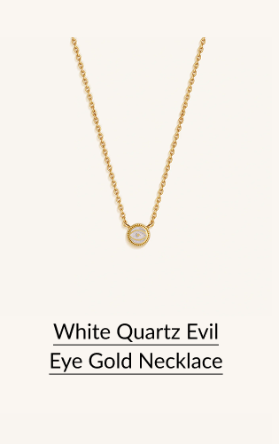 White Quartz Evil Eye Gold Necklace