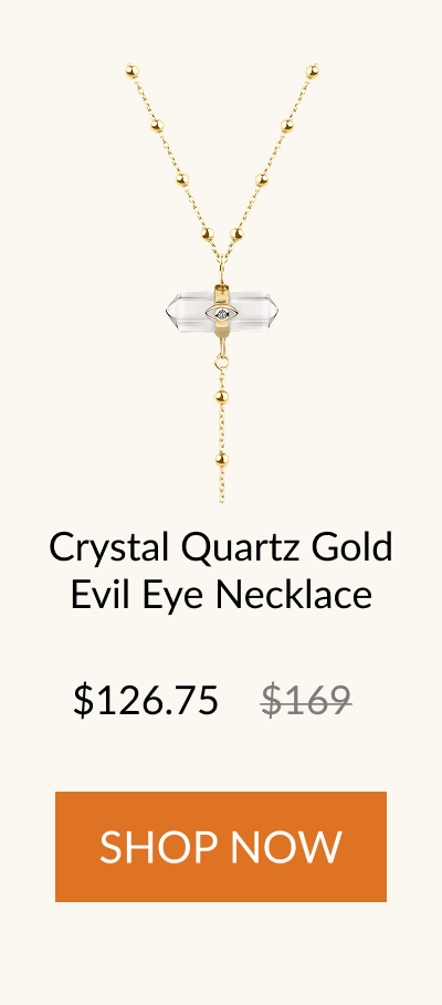 Crystal Quartz Gold Evil Eye Necklace $126.75