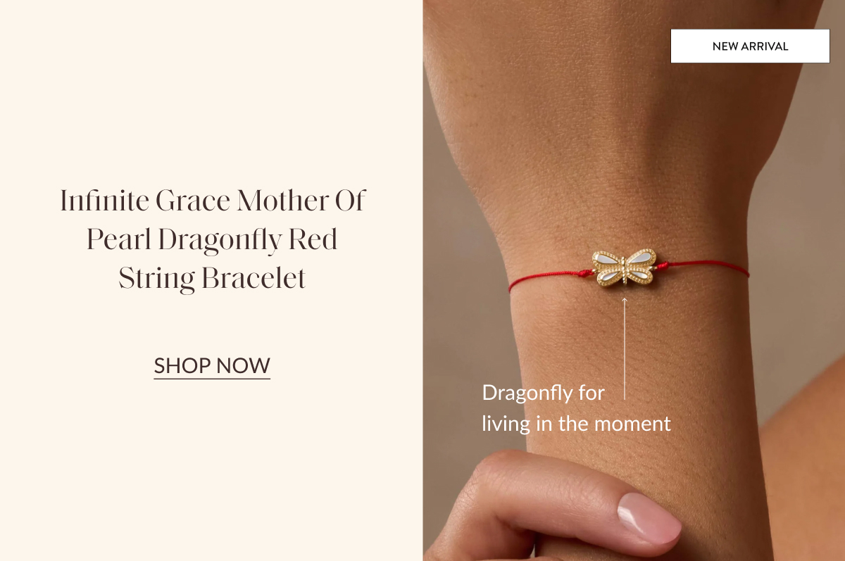Infinite Grace Mother of Pearl Dragonfly Red String Bracelet