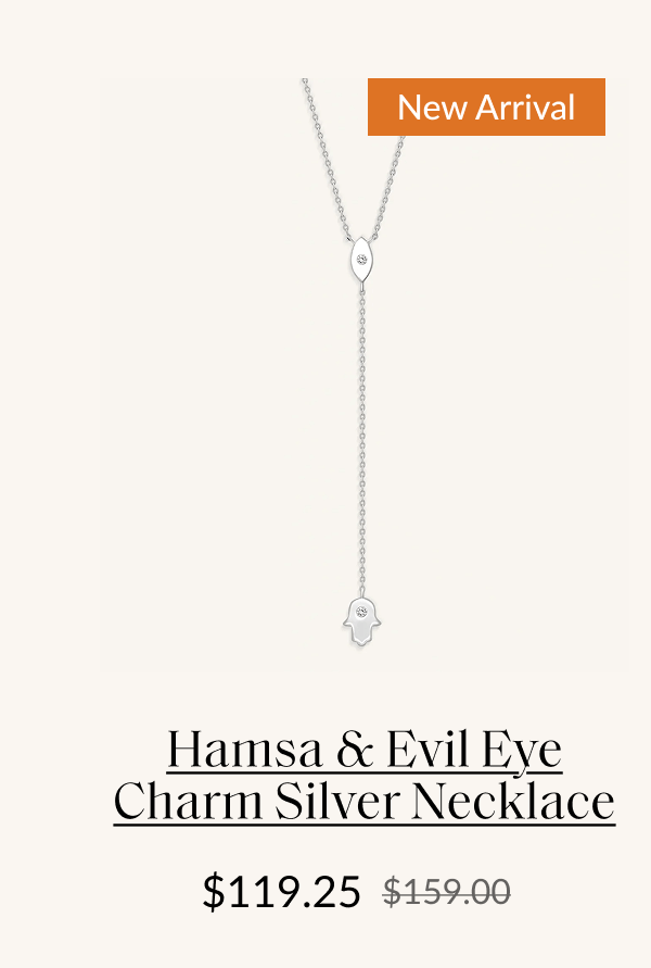 Hamsa & Evil Eve Charm Silver Necklace $119.25