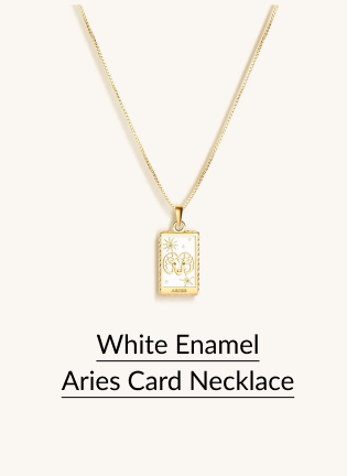 White Enamel Aries Card Necklace