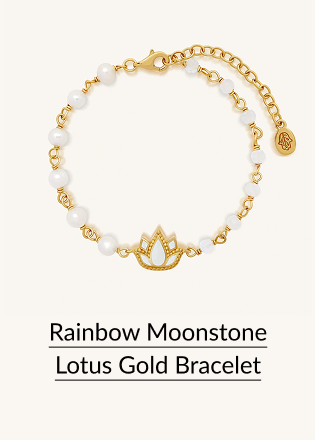 Rainbow Moonstone Lotus Gold Bracelet
