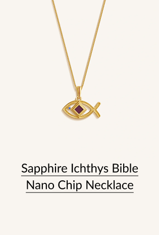 Sapphire Ichthys Bible Nano Chip Necklace