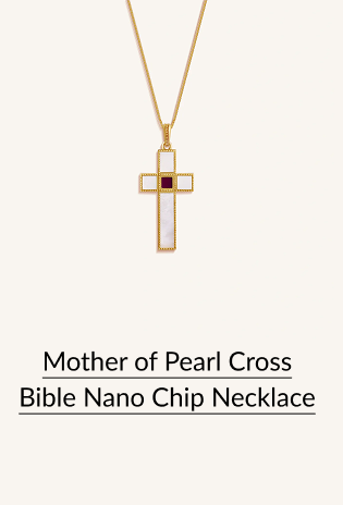 Mother of Pearl Cross Bible Nano Chip Necklace