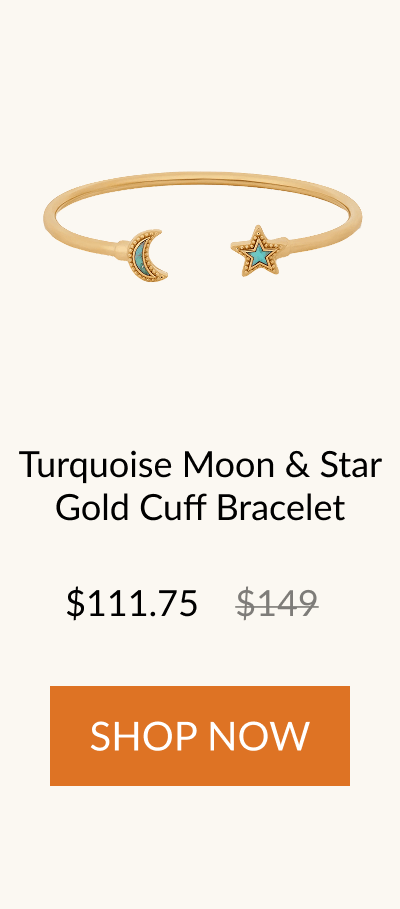 Turquoise Moon & Star Gold Cuff Bracelet $111.75
