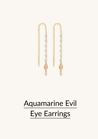 Aquamarine Evil Eye Earrings