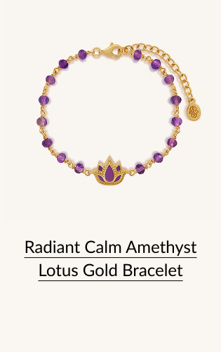 Radiant Calm Amethyst Lotus Gold Bracelet