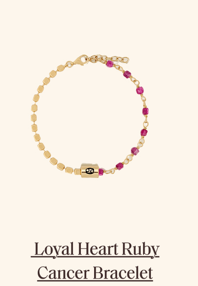  Loyal Heart Ruby Cancer Bracelet 