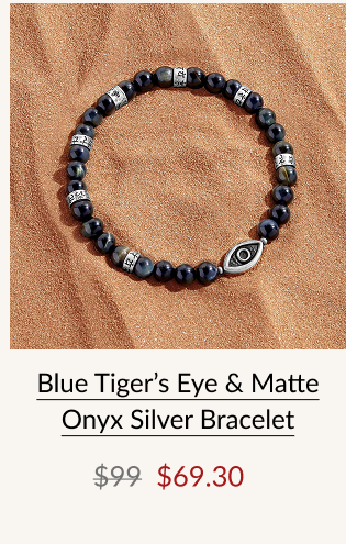 Blue Tiger's Eye & Matte Onyx Silver Bracelet