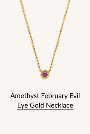 Amethyst February Evil Eye Gold Necklace