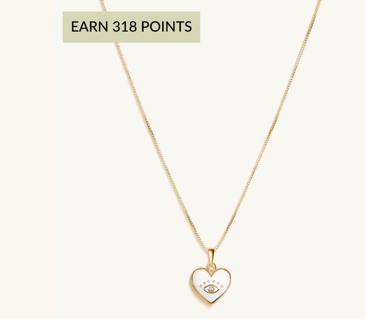 Lovely Light - Evil Eye & Diamond White Enamel Heart Necklace