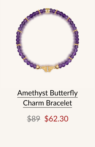 Amethyst Butterfly Charm Bracelet