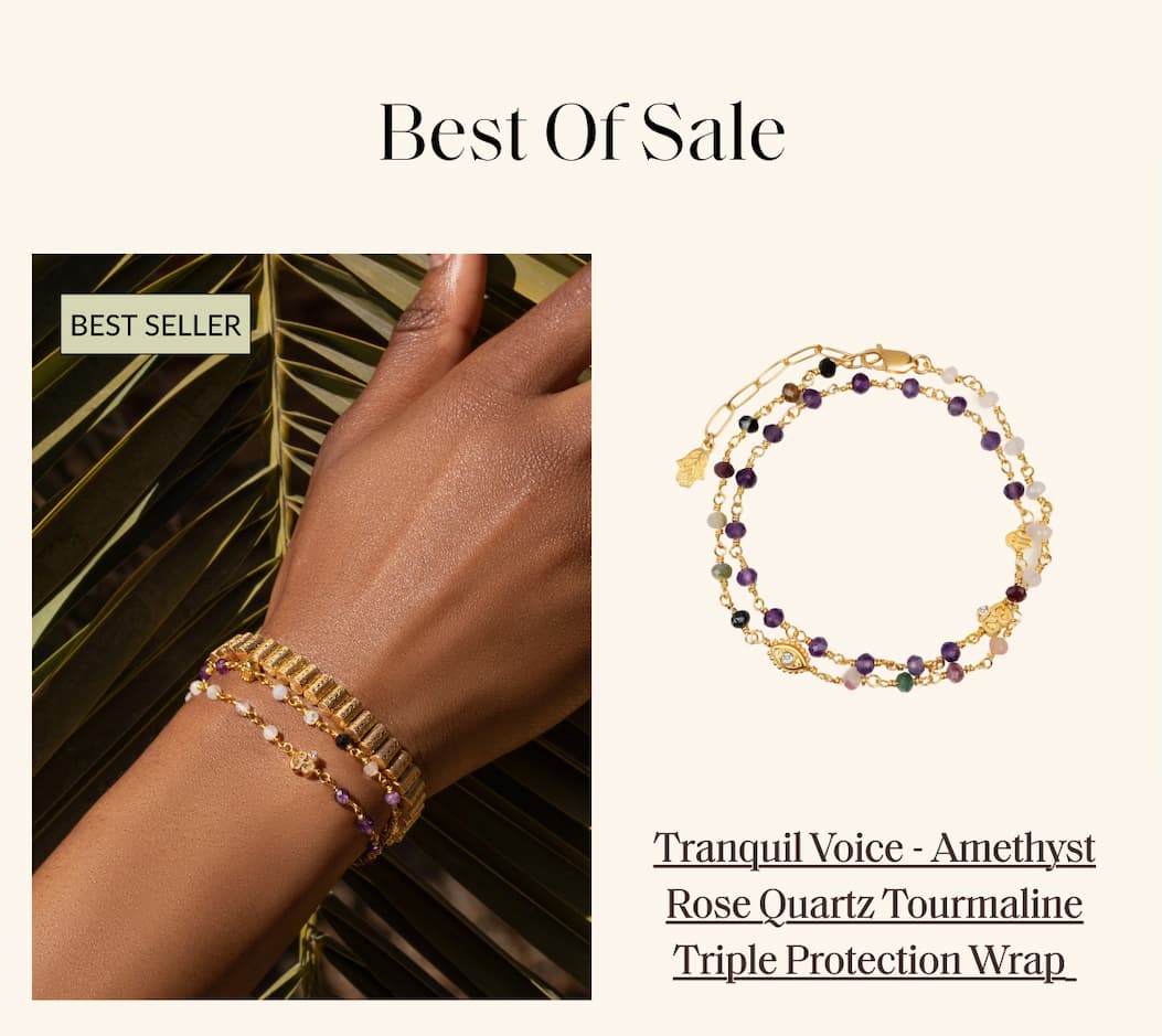 Tranquil Voice - Amethyst Rose Quartz Tourmaline Triple Protection Wrap