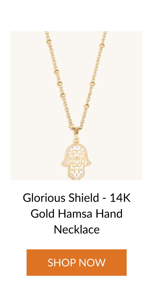 Glorious Shield - 14K Gold Hamsa Hand Necklace