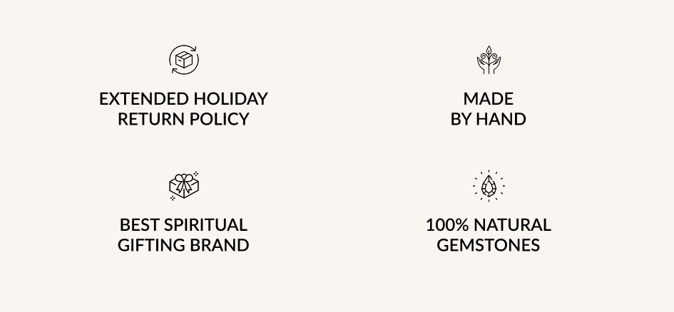 EXTENDED HOLIDAY RETURN POLICY MADE BY HAND BEST SPIRITUAL GIFTING BRAND 100% NATURAL GEMSTONES