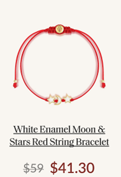 Cosmic Power - White Enamel Moon & Stars Red String Bracelet