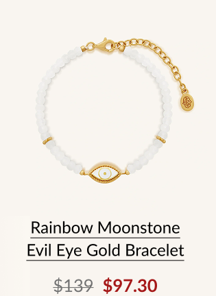Rainbow Moonstone Evil Eye Gold Bracelet