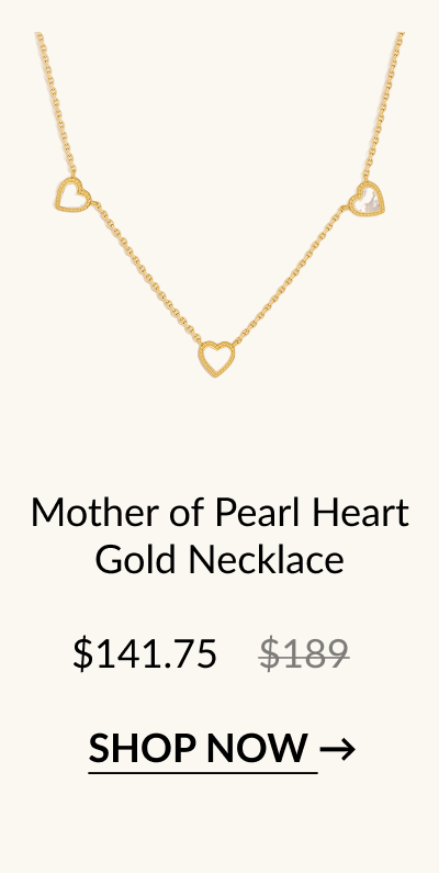 Mother of Pearl Heart Gold Necklace $141.75