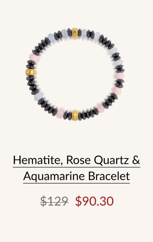 Hematite, Rose Quartz & Aquamarine Bracelet