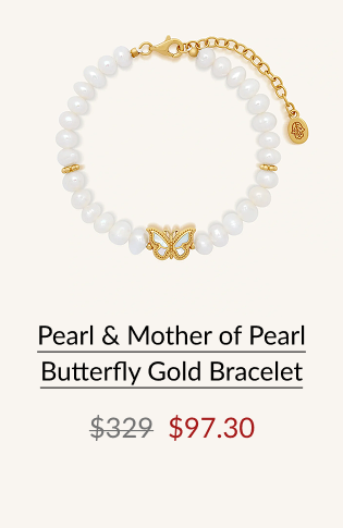 Pearl & Mother of Pearl Butterfly Gold Bracelet