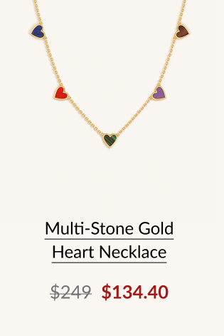 Multi-Stone Gold Heart Necklace