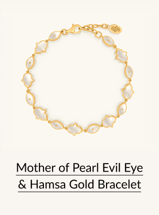 Mother of Pearl Evil Eye & Hamsa Gold Bracelet