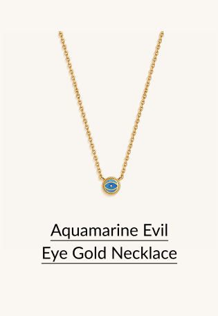 Aquamarine Evil Eye Gold Necklace