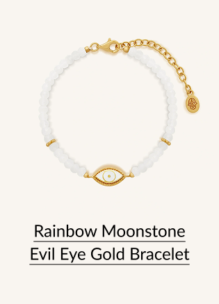 Rainbow Moonstone Evil Eye Gold Bracelet
