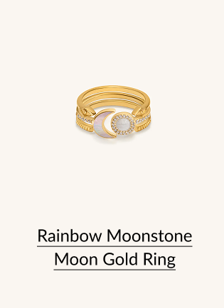 Rainbow Moonstone Moon Gold Ring