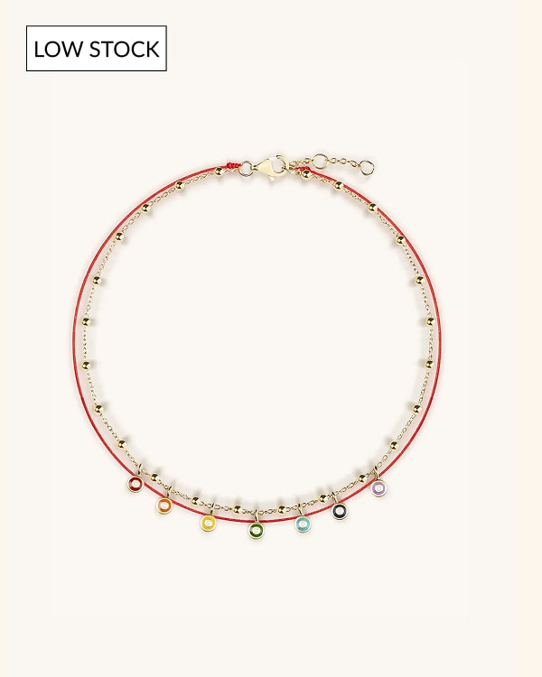 Divine Alignment - Red String Enamel Chakra Evil Eye Anklet