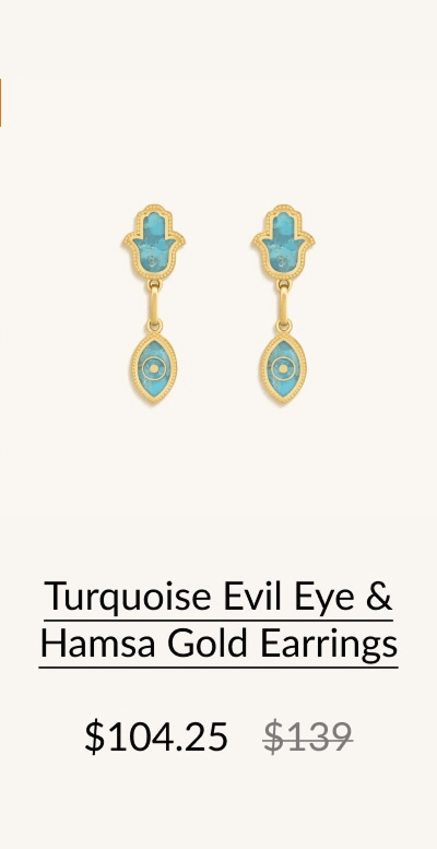 Turquoise Evil Eye & Hamsa Gold Earrings