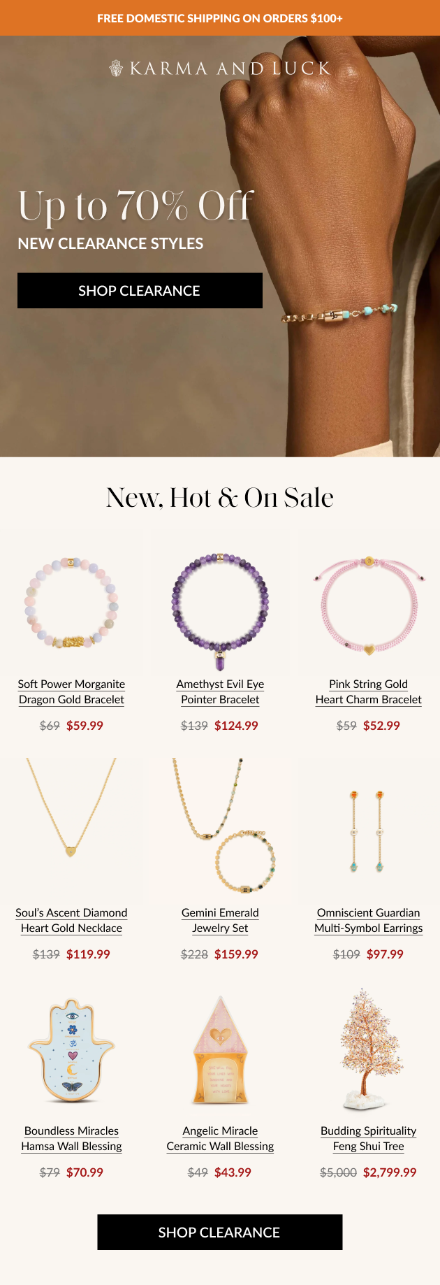 Up to 70% off clearance