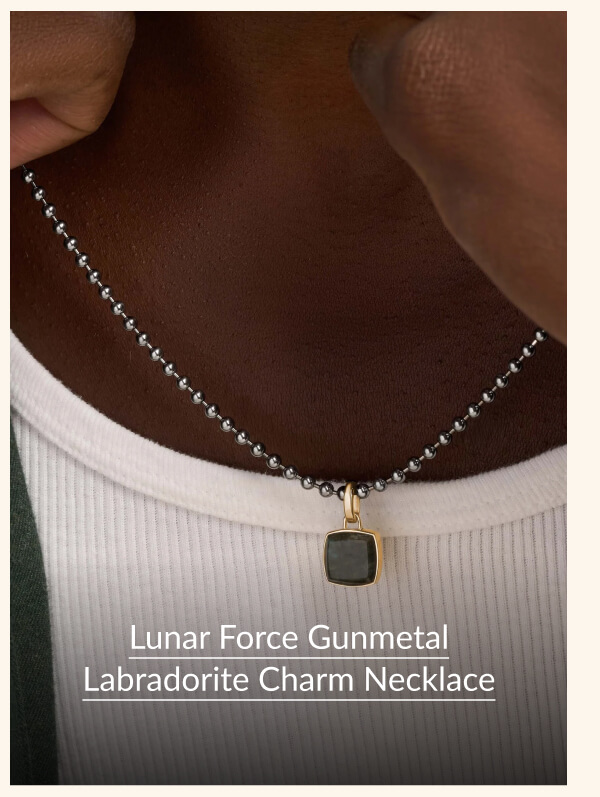 Lunar Force Gunmetal Labradorite Charm Necklace