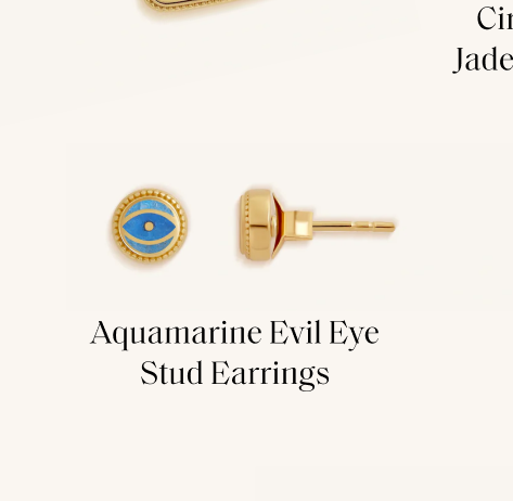 Aquamarine Evil Eye Stud Earrings