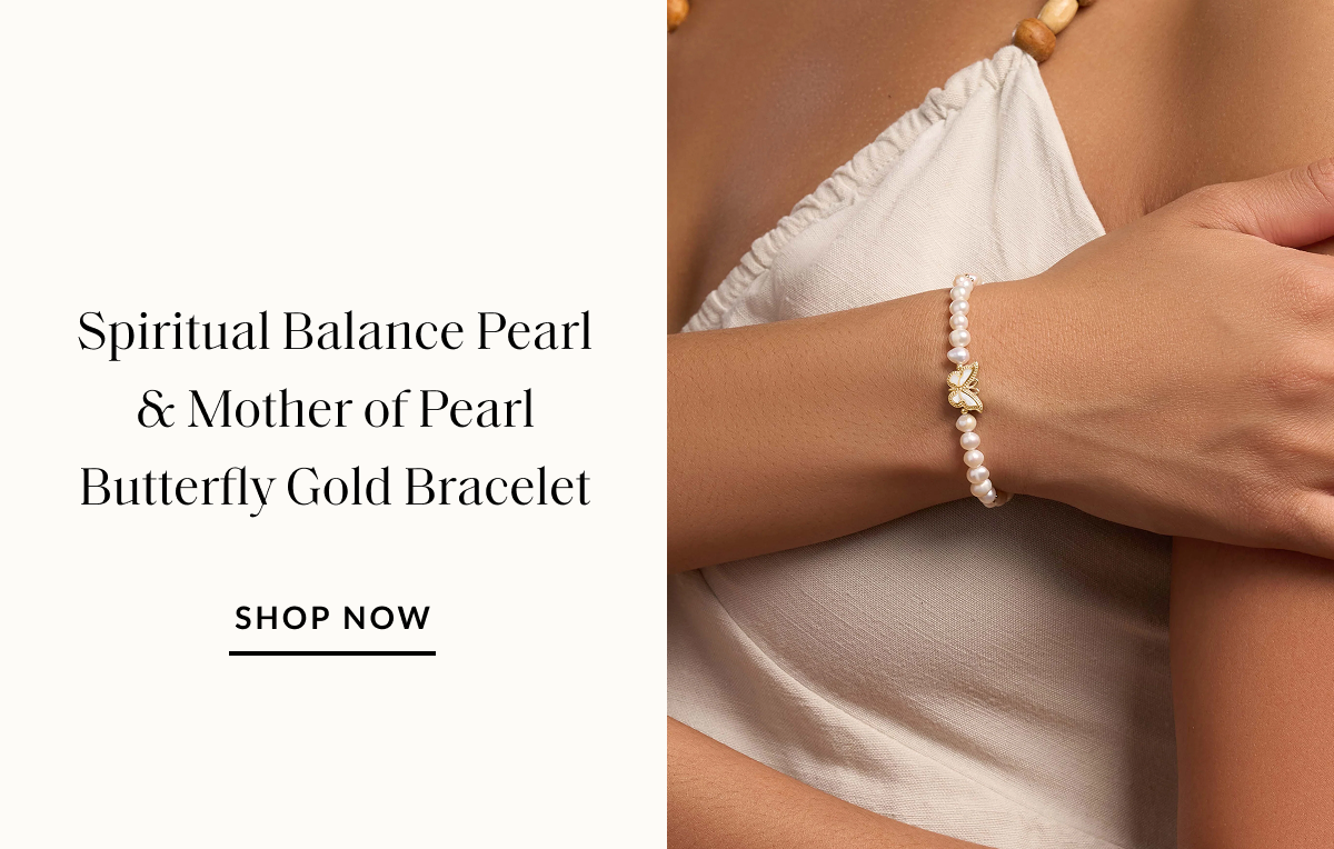 Spiritual Balance Pearl & Mother of Pearl Butterfly Gold Bracelet