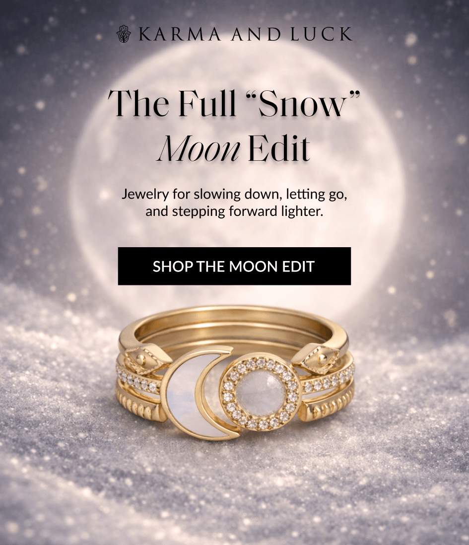The Full "Snow" Moon Edit Jewelry for slowing down, letting go, and stepping forward lighter. SHOP THE MOON EDIT