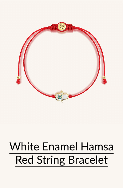 White Enamel Hamsa Red String Bracelet