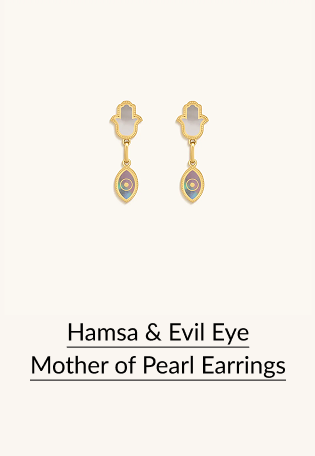 Hamsa & Evil Eye Mother of Pearl Earrings